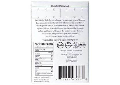 Matcha Green Tea Powder Single Serving Sticks, Dr. Weil's Ceremonial Organic Matcha Powder Singles Packets - Individual Matcha Tea Packets (12)