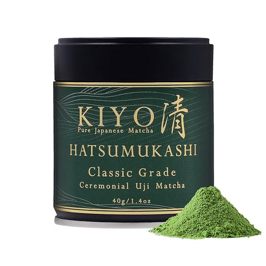 Kiyo Matcha Classic Grade Hatsumukashi Ceremonial Uji Matcha - Pure Japanese First Harvest Ceremonial Grade Matcha Green Tea Powder from Uji, Japan (40g/1.41oz)