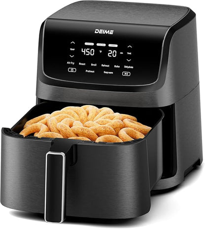 DEIME Air Fryer 7.2 QT 1700W Oilless Oven Healthy Cooker Air Fryers Large Capacity with 8 Presets, Visible Cooking Window, LCD Touch Screen, Customerizable Cooking, Non-Stick Basket (Black)