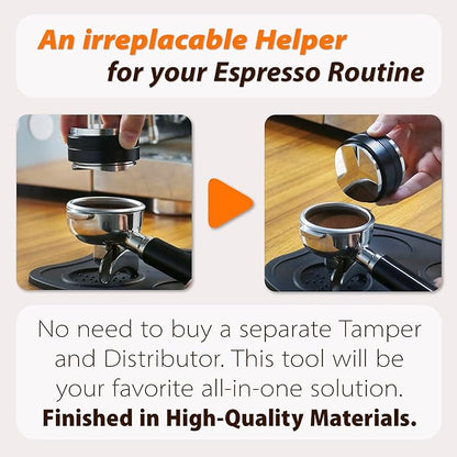 Premium Barista Espresso Tamper Set 53mm Aluminum and Stainless Steel (53mm, Aluminum Handle)