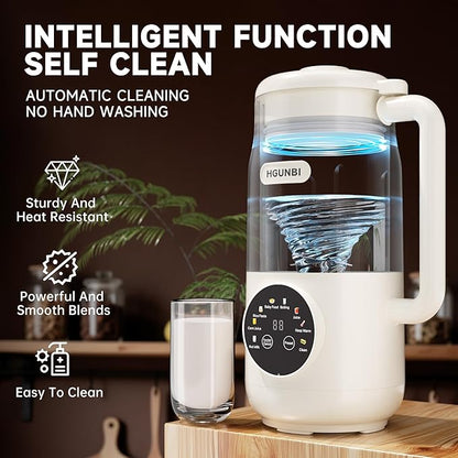 8-in-1 Automatic Nut Milk Maker Machine, 50oz Soy Milk Maker with 12 Blades, Nut Milk Maker Blender for Homemade Plant-Based Milk, Oat, Soy, with Self-Cleaning, Keep Warm, 12-Hour Delay