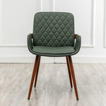 Load image into Gallery viewer, LUNLING Mid Century Modern Faux Leather Dining Chairs Set of 4,Green Upholstered Seat,Metal Legs,Adjustable Foot for Kitchen Dining Room Desk Chairs