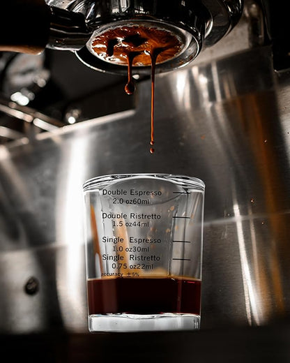 Shot Glasses Measuring Cup Set 2PACK Espresso Shot Glasses Liquid Heavy Glass 2oz/60ml(Black)