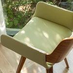 Load image into Gallery viewer, LUNLING Swivel Accent Faux Leather Dining Chairs, Mid Century Modern Chairs with Wooden Legs/Armrest/Upholstered Seat/Adjustable Foots for Kitchen Dining Room Desk Chairs,Green,1PCS