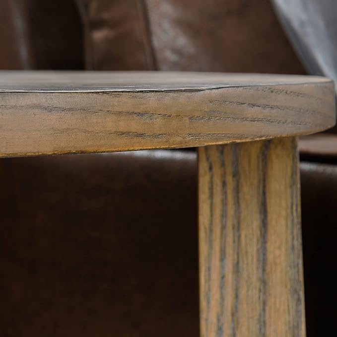 PADMA HOUSE 19.3" Round Wood End Table, 2-Tier Solid Wood Rounded Accent Side Table Circle Nightstand Table with Storage Shelf Vintage Furniture for Home Living Room Bedroom,Rustic Natural 3338