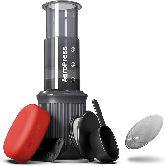AeroPress Go Travel Coffee Maker & Stainless Steel Filter Bundle