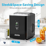 Load image into Gallery viewer, Aeitto Ice Makers Countertop, 26Lbs/24H Ice Machine with 2 Sizes of Bullet Ice, 9 Ice Cubes Ready in 6 Mins, Self-Cleaning Portable Ice Maker with Ice Scoop and Basket for Home Office Bar RV, Black