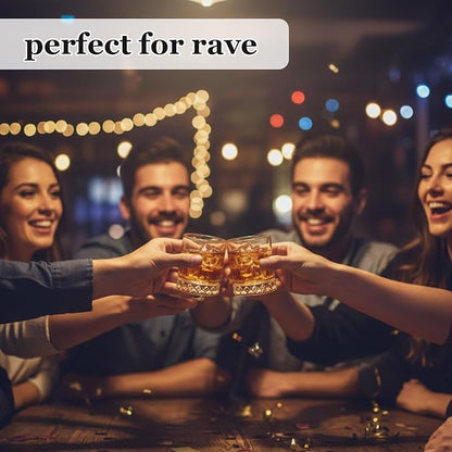 Ruckae 12 Pack 2.5oz Round Ribbed Shot Glasses - Clear Glass with Textured Stripes for Stylish Drinking - Perfect for Whiskey,Vodka,Rum and Cocktails - Ideal for Bars,Restaurants and Home Use