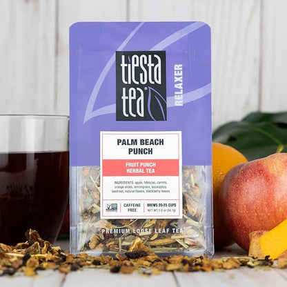 Tiesta Tea - Palm Beach Punch, Loose Leaf, Fruit Punch Herbal Tea, Caffeine-Free Tropical Blend with Apple and Orange, Brew Hot or Iced, Resealable Pouch, 25 Cups, 2 Ounce