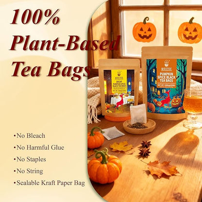 WT WEETEE Decaf Pumpkin Spice Tea, 50 Count Decaffeinated Black Tea Bags with Pumpkin Spice Chai Flavor, Warm, Spicy & Aromatic, Holiday and Fall | Halloween Tea