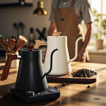 Load image into Gallery viewer, Gooseneck electric kettle,Auto Boil Detection, with Variable Temperature Control, Stainless Steel Inner, Ultra-Quiet 304 Stainless Steel,1200W Quick Heating, for Coffee, Tea &amp; Milk, 0.9L (Beige）