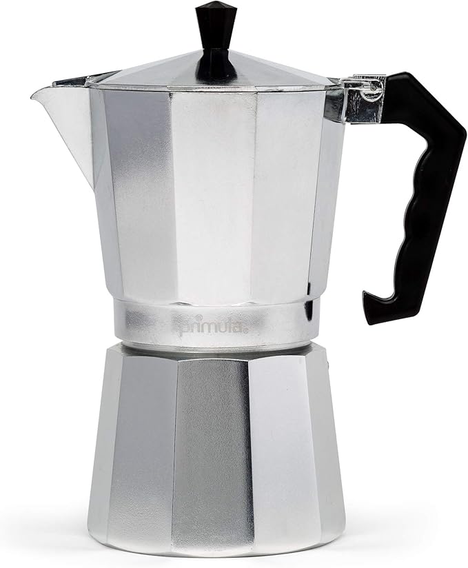 Primula Classic Stovetop Espresso and Coffee Maker, Moka Pot for Italian and Cuban Café Brewing, Greca Coffee Maker, Cafeteras, 9 Espresso Cups, Silver