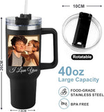 Load image into Gallery viewer, ThermoThrill Ships Next Day, Personalized 40 Oz Tumbler with Handle and Straw Custom Tumbler with Text Stainless Steel Mug Birthday Gifts for Women