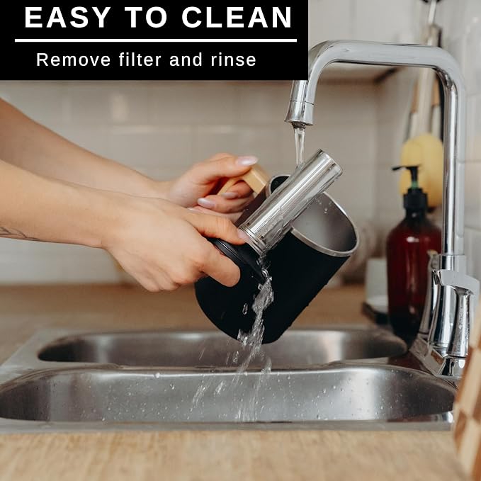 HASTINGS 50 Oz Pour Over Coffee Maker Set with Double Layer Reusable Stainless Steel Filter 8-Cup and Wood Handle - Dual Wall Heat Resistant Drip Coffee Brewer, Pour Over Coffee Dripper Carafe, Black