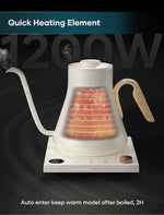 Load image into Gallery viewer, Electric Kettle, Gooseneck Electric Kettle, ±1℉ Precise Temperature Control, Stainless Steel Interior, Quick Heating for Pour Over Coffee, Tea &amp; Boiling Water, 0.9L (Cream White)