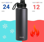 Load image into Gallery viewer, DRINCO Stainless Steel Water Bottle Spout Lid Vacuum Insulated Double Wall Water Bottles Wide Mouth (40oz 32oz 22oz 18oz 14oz) Leak Proof Keeps Cold or Hot (40 oz, 40oz Black)