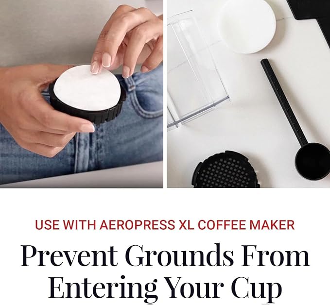 AeroPress XL Coffee Maker White Paper Micro-Filters, Compostable Coffee Filters Made From White, Chlorine-Free Paper, Fits XL Size AeroPress Manual Coffee Makers, 2 Pack (400 Count)