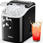 Load image into Gallery viewer, Silonn Nugget Ice Makers Countertop, Chewable Pellet Ice Machine with Self Cleaning Function, Portable Pebble Ice Maker with Ice Scoop for Home Kitchen Office, Black