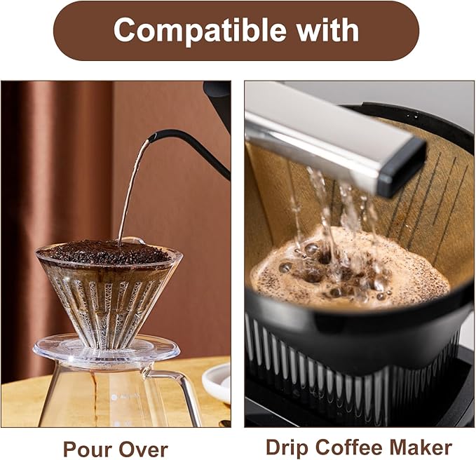 400 Pcs Natural Coffee Filters, Unbleached Cone Filters #4 Cone Paper Coffee Filter 8-12 Cup, 4 Filter Fits for Pour Over and Drip Coffees Maker Chemical-Free Paper for Home, Travel, Office Use