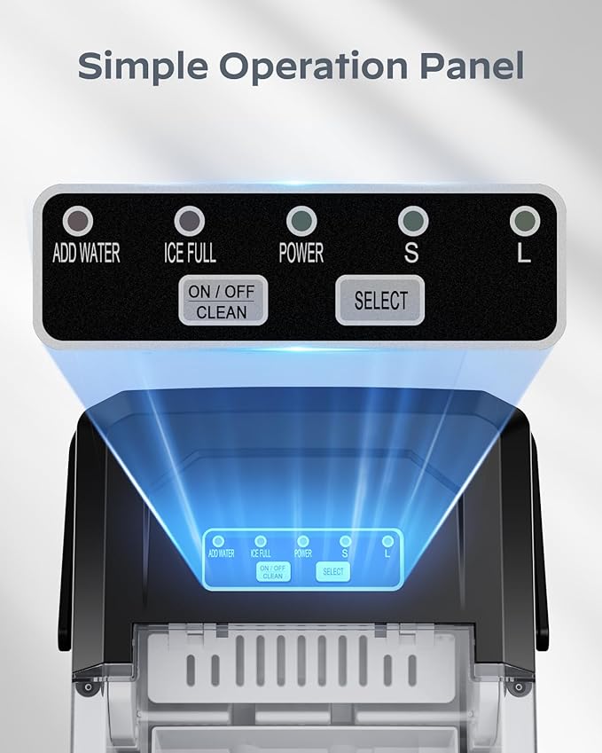 Silonn Ice Maker Countertop, Stainless Steel Portable Ice Machine with Carry Handle, Self-Cleaning Ice Makers with Basket and Scoop, 9 Cubes in 6 Mins, 26 lbs per Day