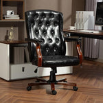 Load image into Gallery viewer, ECOTOUGE Ergonomic Executive Office Chair, Tufted Faux Leather Home Office Desk Chair, Vintage Wingback Swivel Work Chair, Black