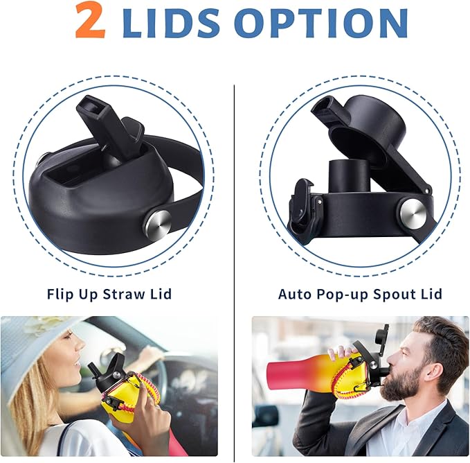 Insulated Water-Bottle 40 oz Tumbler - Fits in Any Cup Holder, Keep Cold 48H Hot 24H, Stainless Steel Water bottle with Straw, Spout Lid, Paracord Handle, Carrier Bag, Silicon Boot for Road Trip