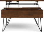 Load image into Gallery viewer, SIMPLIHOME Hunter Lift Top Coffee Table - 32 inch Wide Solid Walnut Veneer and Metal Industrial Square Cocktail Table, Living Room Table with Dual Lift Tops, Hidden Storage and Hairpin Legs
