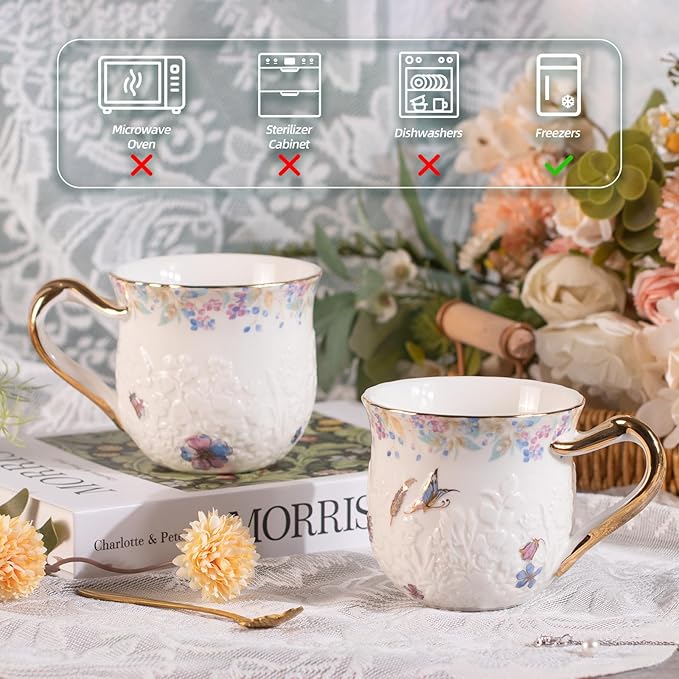 KAMMAK Coffee Mugs Ceramic Espresso Cups 16oz Porcelain Tea Cups Set of 2 Large Cappuccino Mugs with Handle Demitasse Mug for Hot Cocoa, Latte, Breakfast Cereal, Americano (Colorful)