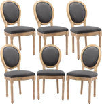 Load image into Gallery viewer, French Country Dining Chairs Set of 6, Vintage Wooden Dining Chairs with Fabric Upholstered Seat&amp;Oval Backrest,Solid Wood Legs&amp;Frame, Farmhouse Kitchen&amp;Living Room Chairs(Dark Gray,6 Pcs)