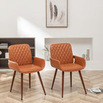 Load image into Gallery viewer, LUNLING Mid Century Modern Faux Leather Dining Room Chairs,Upholstered Seat Metal Legs Chairs Orange Faux Leather Kitchen Chair Reception Room Chair,1PCS