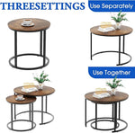 Load image into Gallery viewer, aboxoo Coffee Table Nesting Round Table Set of 2 Side Table with Sturdy Metal Frame for Living Room Bedroom Apartment Modern Industrial Simple Nightstand,Rustic Brown