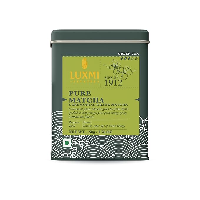 Luxmi Estates - Pure Matcha - Ceremonial Grade Matcha Powder - 50g | Organic, Stone-Ground Matcha Tea, Rich in Antioxidants | Authentic Zen Tea Experience