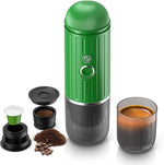 Load image into Gallery viewer, Fast self-heating Portable Electric Espresso Coffee Maker, 2 IN 1 Extraction Espresso Machine, Support Ground Coffee and NS capsule, for Travel,Car,Hiking,Climbing（Green） Rich Crema