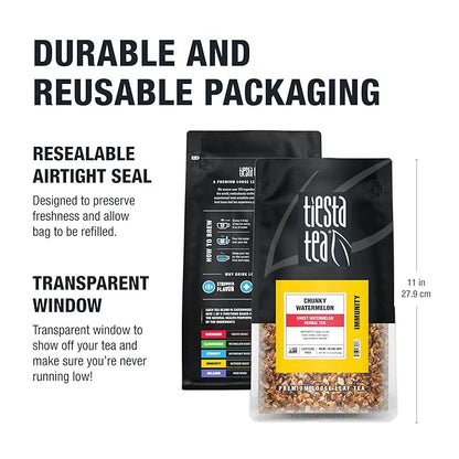 Tiesta Tea - Chunky Watermelon, Loose Leaf, Sweet Watermelon Herbal Tea, Premium Non-Caffeinated Fruit Blend, Makes Hot or Iced & Brews Up to 200 Cups, 16oz Resealable Bulk Pouch