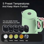 Load image into Gallery viewer, 1.5L Electric Kettle Stainless Steel, Double Wall Cool Touch Teapot, Fast Boil,5 Temperature Control, LED Display, Auto Shut-Off,Keep Warm Function,Green
