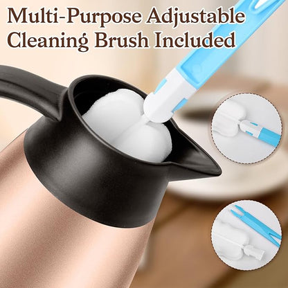 1 PCS 68 OZ Thermal Coffee Carafe, Insulated Stainless Steel Coffee Carafe Double Walled Vacuum Thermal Pot Flask with Brushes Thermos for Keeping Hot Coffee Tea Home and Office (Gold）