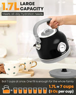 Load image into Gallery viewer, Amaste Electric Kettle, Retro Electric Tea Kettle With Thermometer, 57 Oz Hot Water Kettle For Coffee &amp; Tea, 304 Stainless Steel, 1500w Fast Boiling, Auto Shut-Off &amp; Boil Dry Protection, Black