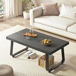 Load image into Gallery viewer, HSH Industrial Grey Coffee Table, Rustic Wood and Metal Living Room Table, Modern Minimalist Rectangle Oak Center Table, Farmhouse Cocktail Tea Table for Home Bedroom Kitchen, Dark Gray Oak, 39 Inch