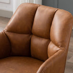Load image into Gallery viewer, VESCASA Adjustable Home Office Desk Chair with Comfy Square Tufted Mid-Back, Faux Leather 360 Swivel Upholstered Task Armchair with Wheels for Teens Bedroom/Living Room, Brown
