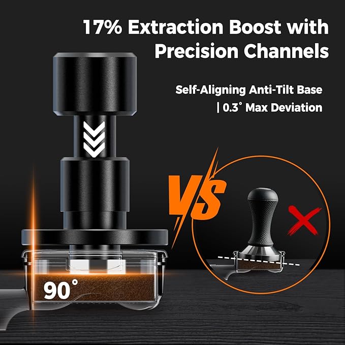 IKAPE 58.35MM V6 Impact Espresso Tamper with Sound Feedback, 15lb/30lb Interchangeable Springs, Espresso High Tamper with Triple-spring System, Fits Over 58mm portafilters