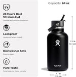 Load image into Gallery viewer, Hydro Flask Water Bottle - Insulated Stainless Steel - Wide Mouth Flex Straw Lid, Non Spill, Leakproof and Refillable in 64 Oz Surf Blue