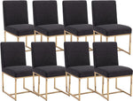 Load image into Gallery viewer, CIMOTA Black Modern Dining Chairs Set of 8, Upholstered Dining Room Chairs Armless Guest Side Chair with Gold Base for Dining Room/Kitchen, Charcoal Black, 8PCS