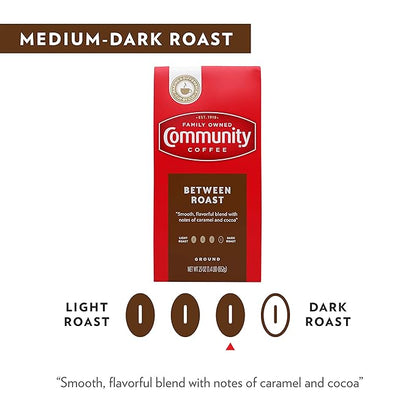 Community Coffee Between Roast 160 Ounces, Medium Dark Roast Ground Coffee, 16 Ounce Bag (Pack of 10)