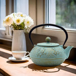 Load image into Gallery viewer, 30.4oz Small Cast Iron Tea Kettle,SECHUDO Tea Pot Coated with Enameled Interior for Loose Tea, Cute Cast Iron Teapot with Stainless Steel Infuser for Stovetop Safe (900ml)