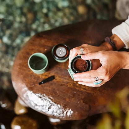 WACACO Nanopresso Portable Espresso Maker Bundled with Protective Case, Upgrade Version of Minipresso, Mini Travel Coffee Machine, Perfect for Camping, Travel and Office (Elements Moss Green)