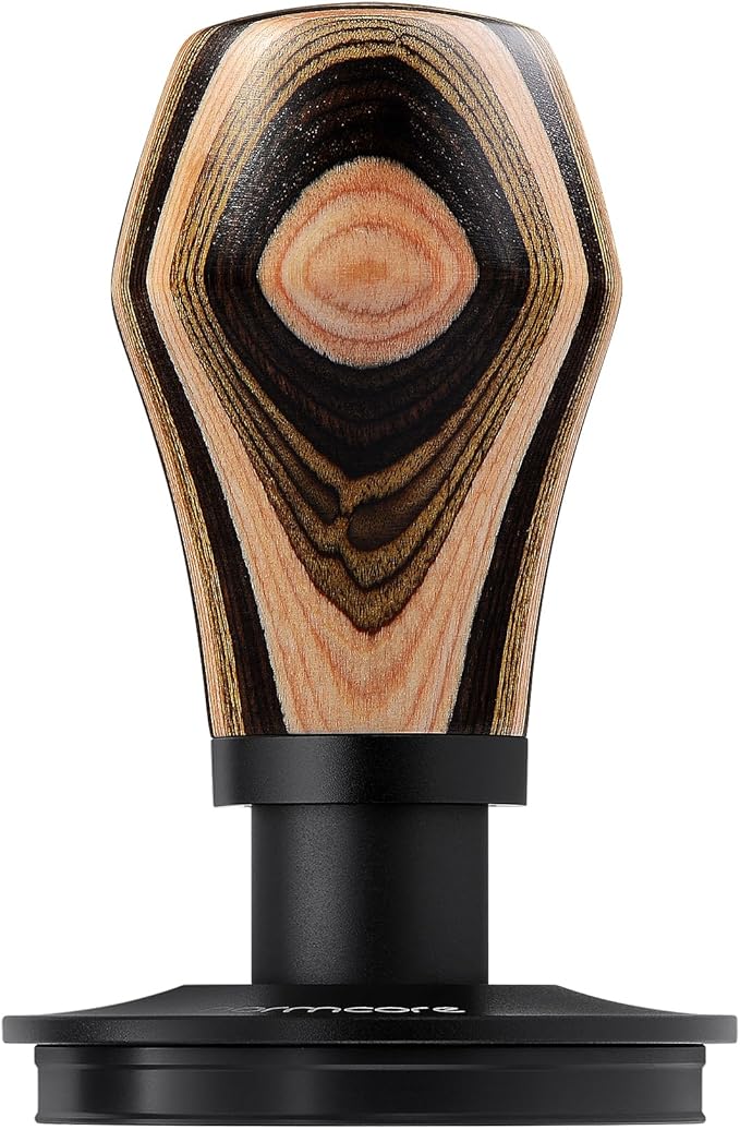 Normcore 58.5mm Espresso Coffee Tamper V4, Spring Loaded Tamper With Titanium PVD Coating Ripple Base, 15lb / 25lb / 30lbs Replacement Springs, Colorful Wood Handle