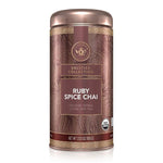 Load image into Gallery viewer, Teabloom Organic Herbal Tea, Ruby Spice Chai Loose Leaf Tea, Spicy and Rich Rooibos Chai with No Caffeine, USDA and EU Certified Organic, Fresh Whole Leaf Blend in Reusable Gift Canister, 3 oz/85 g Canister Makes 35-50 Cups