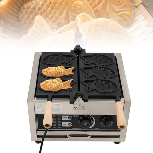 Fish Shaped Taiyaki Maker Stainless Steel Fish Shaped Waffle Machine Nonstick Baking Molds Fish Shaped Waffles Machine 110V 1500W