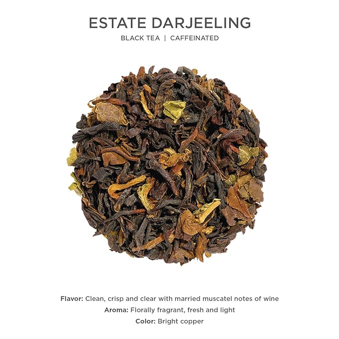 Tea Forte Estate Darjeeling Premium Loose Leaf Caffeinated Black Tea Blend Canister, Makes 35-50 Cups