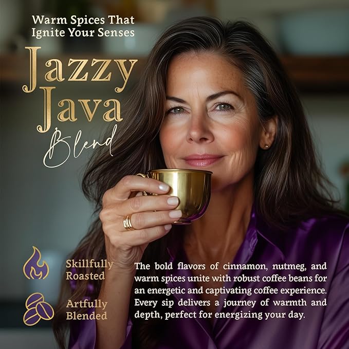Jazzy Java – Spiced & Nutty Flavored Whole Bean Coffee – Organic, Medium Roast, 100% Arabica, Single Origin – Naturally Flavored – by Coffea Flavor